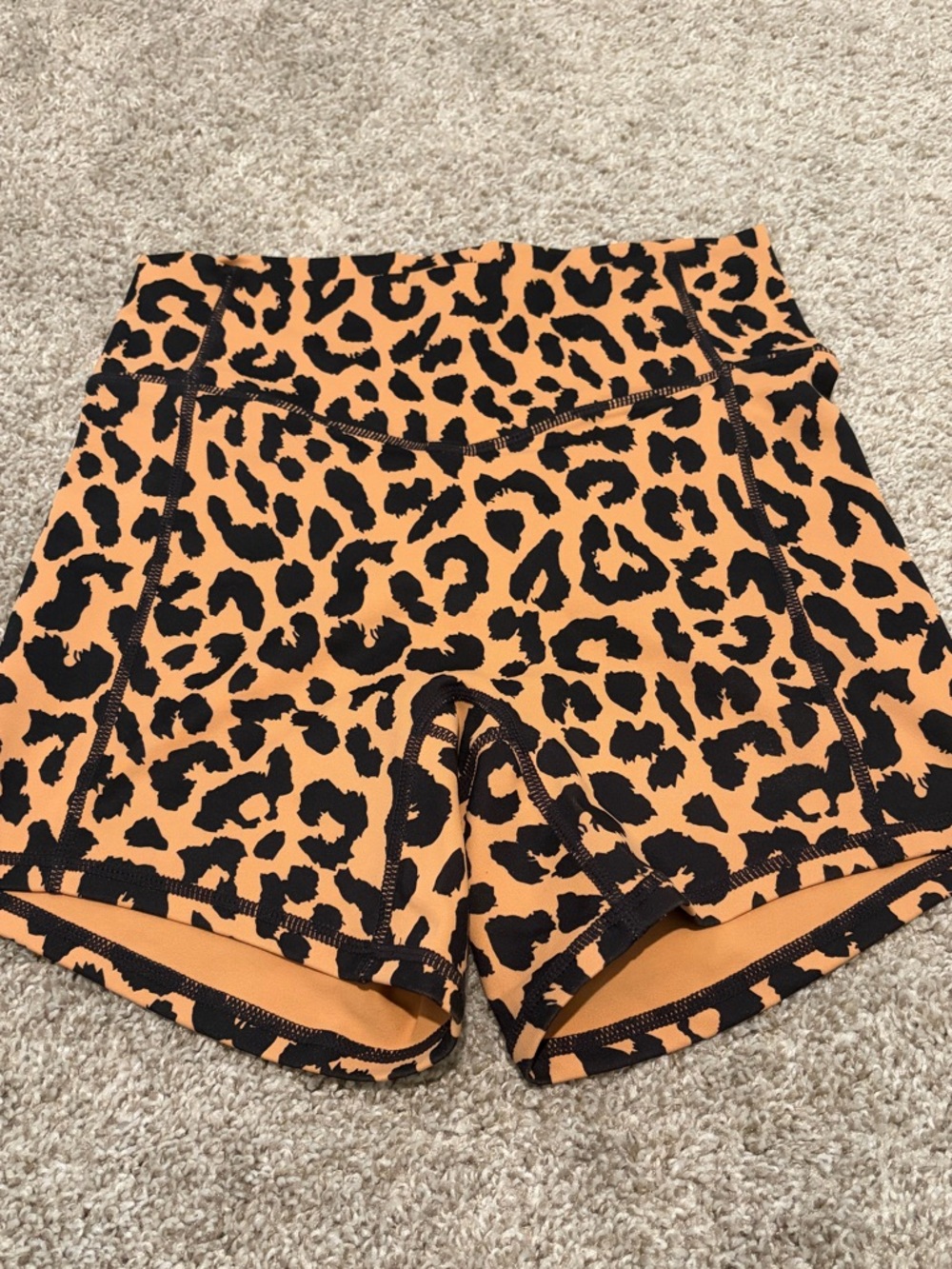 Vitality Ascend Leopard Print High-Waist Women’s Active Shorts - Orange/Black